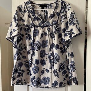 Lane Bryant top with flutter sleeves and tie at neck